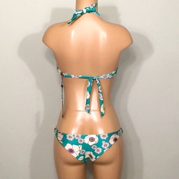 WILDFOX 60’s Brazilian floral reversible bikini. S-top/L-bottoms - Picture 4 of 9